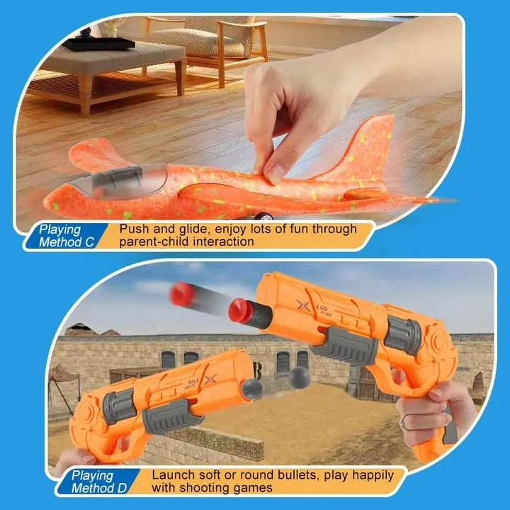 مسدس طائرات لطرد الرغوة ، ألعاب الأطفال . Foam jet gun, children's toys