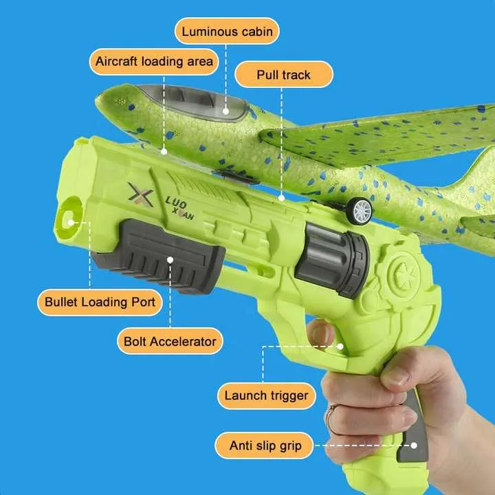 مسدس طائرات لطرد الرغوة ، ألعاب الأطفال . Foam jet gun, children's toys