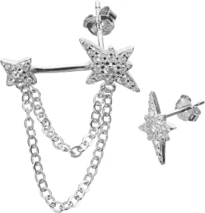 1 Pair Gothic Ear Cuff Earrings Silver Double Cuff Earring Rhinestone Ear Studs