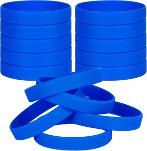 100 PCS Silicone Bracelets Wristbands for kid, Sports Rubber Elastic Wristband Bracelet for Party Decorations Favors Set Pack Blue