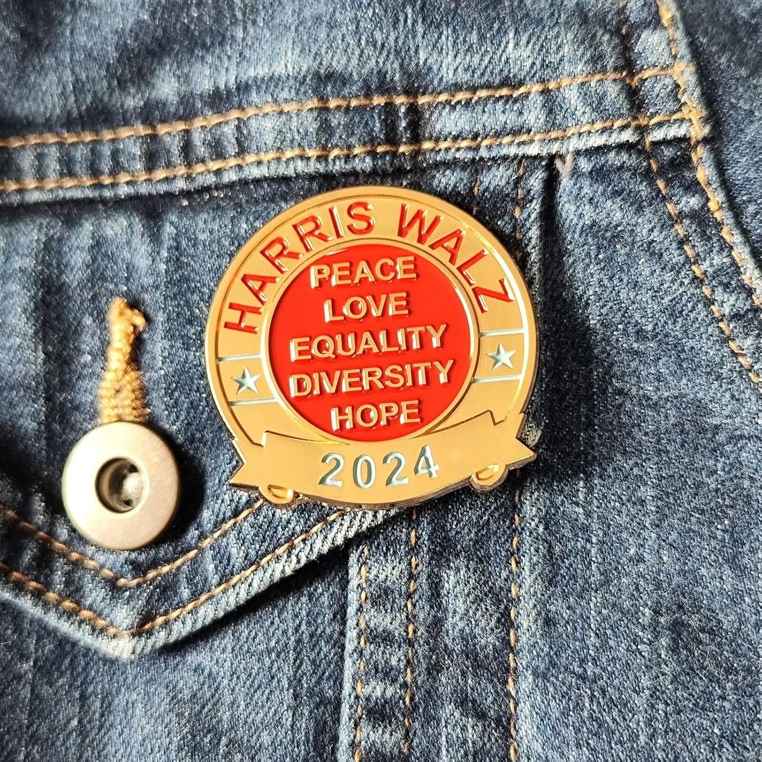 1/2pcs Women Girl Power Feminist Enamel Pin Badges Kamala Harris Justice Lapel Pins Brooch for Clothing Bags Backpacks Hats Decoration