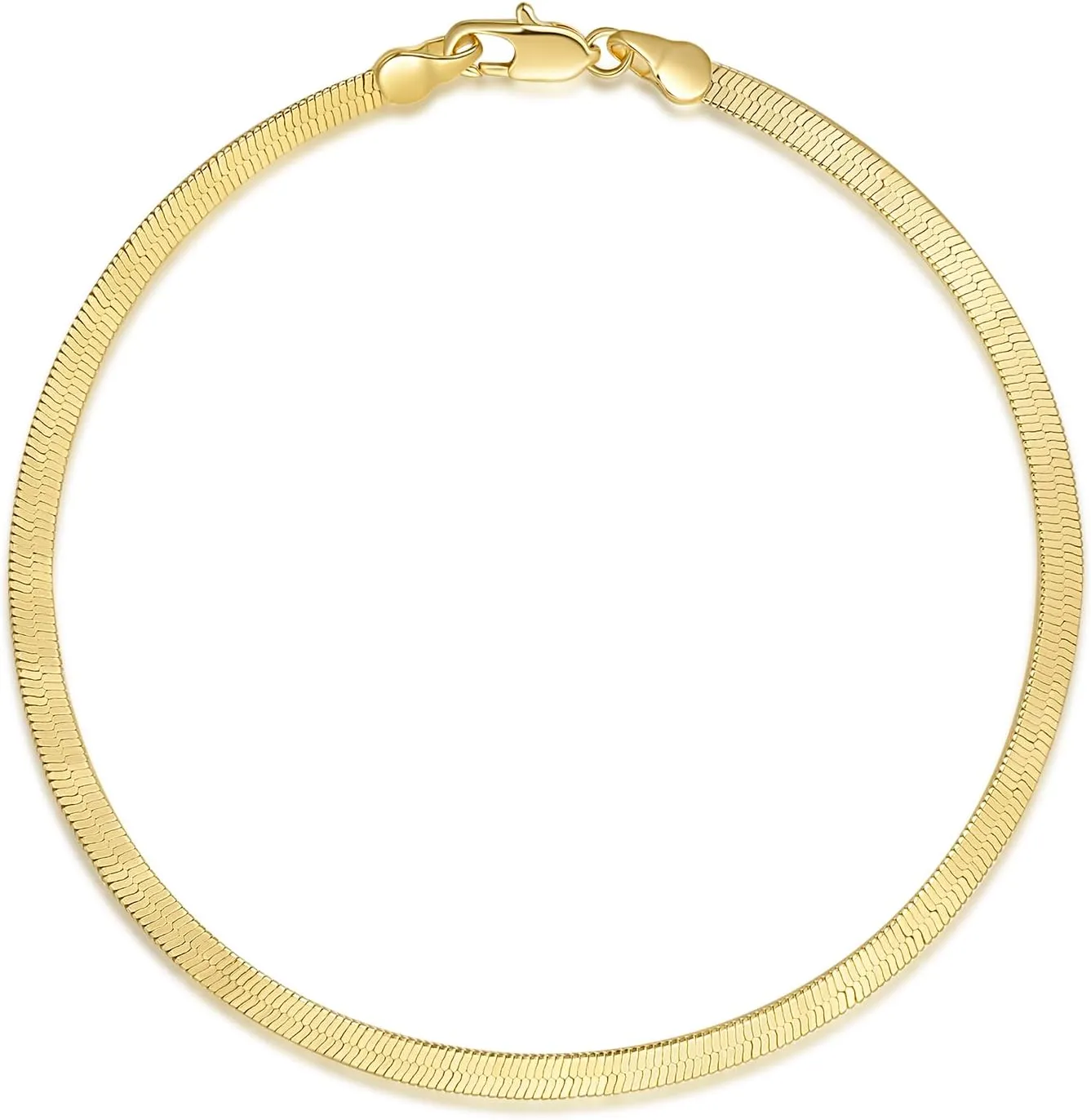 14K Gold Ankle Bracelets Gold Anklets for Women Herringbone Chain Ankle Bracelets for Women Waterproof Vintage Graceful Women's Anklets 9,10,11