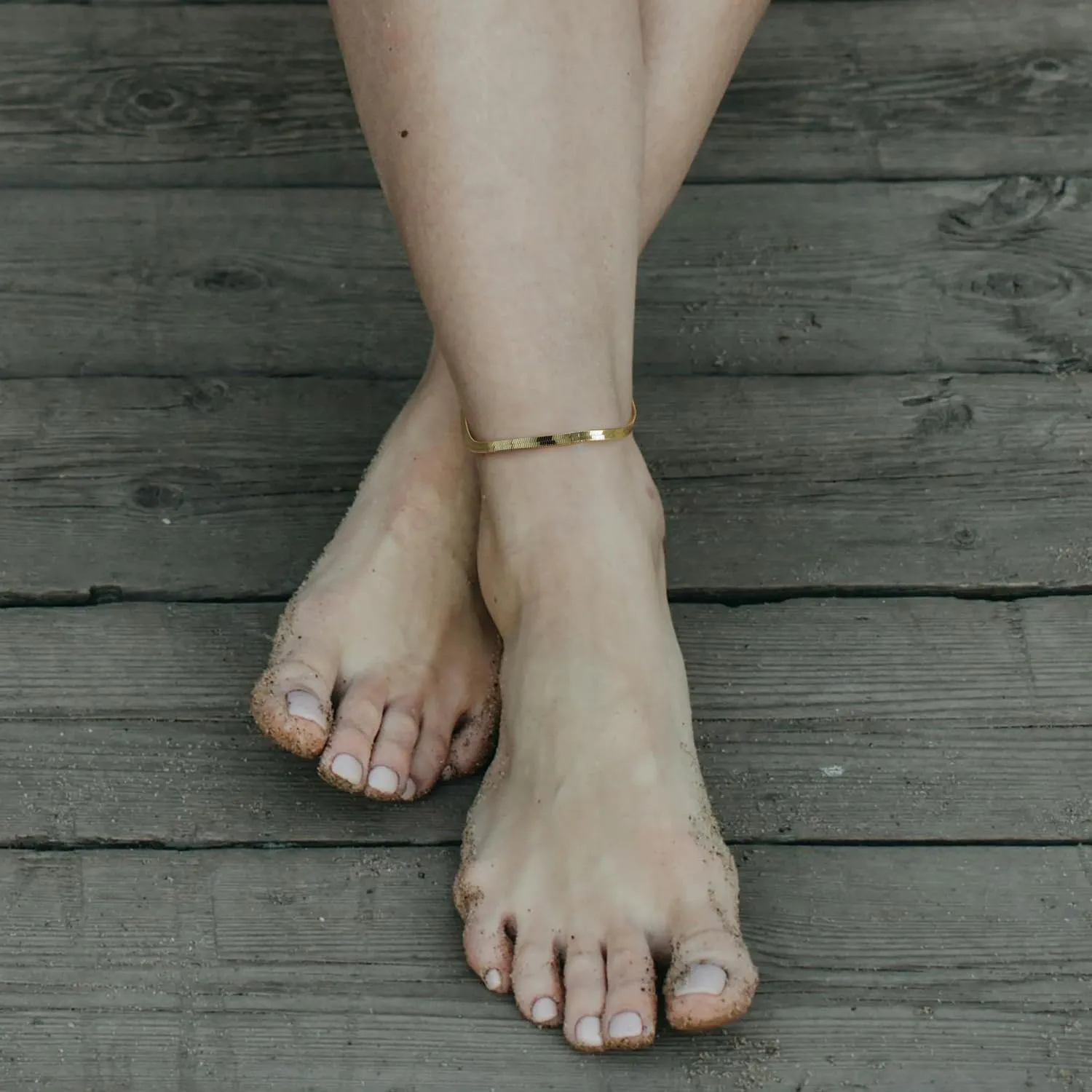 14K Gold Ankle Bracelets Gold Anklets for Women Herringbone Chain Ankle Bracelets for Women Waterproof Vintage Graceful Women's Anklets 9,10,11