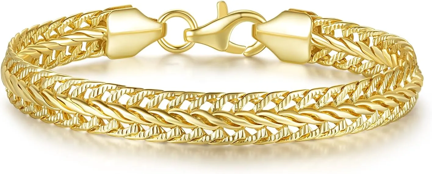 14K Gold Bracelets for Women Mens Foxtail Chain Design Non Tarnish Gold Bracelets Shine Bright Mens Bracelet Love Bracelet for Womens(6.5 in- 9 in)