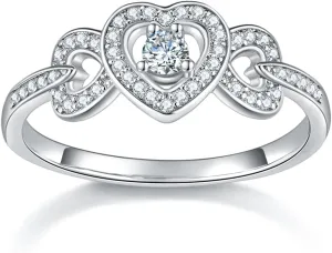 14K Gold/White Gold Plated Infinity Rings Women, Heart Infinity Promise Ring, Stackable CZ Simulated Diamond Eternity Bands, Dainty Open, Minimalist Knuckle, Non Tarnish Comfort Fit  2mm Band Size 4-12