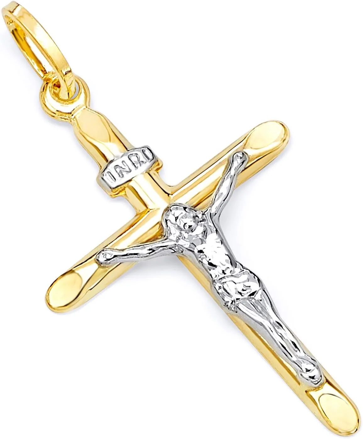 14k REAL Gold Religious Crucifix Jesus Cross Charm Pendant - Select Option
