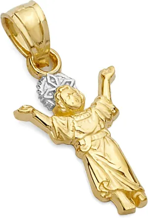 14k REAL Two Tone Gold Religious Divine Jesus Charm Pendant