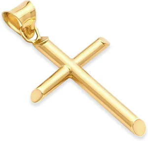 14k REAL Yellow Gold Religious Classic Cross Charm Pendant (Select Option)