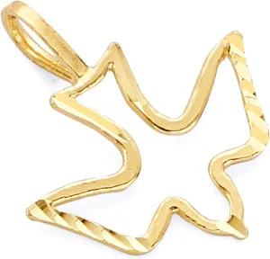 14k REAL Yellow Gold Religious Holy Spirit Dove Charm Pendant