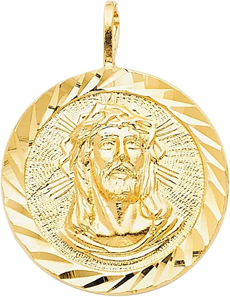 14k REAL Yellow Gold Religious Jesus Christ Stamp Charm Pendant