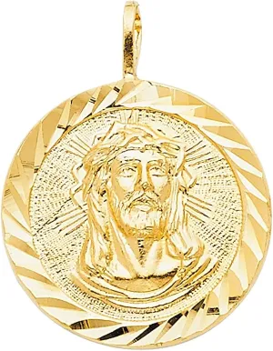 14k REAL Yellow Gold Religious Jesus Christ Stamp Charm Pendant