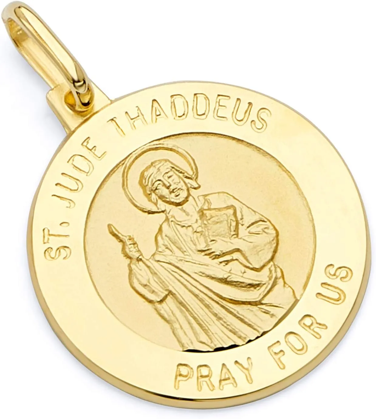 14k REAL Yellow Gold Religious Saint Jude Thaddeus Medal Charm Pendant - 2 Different Size Available