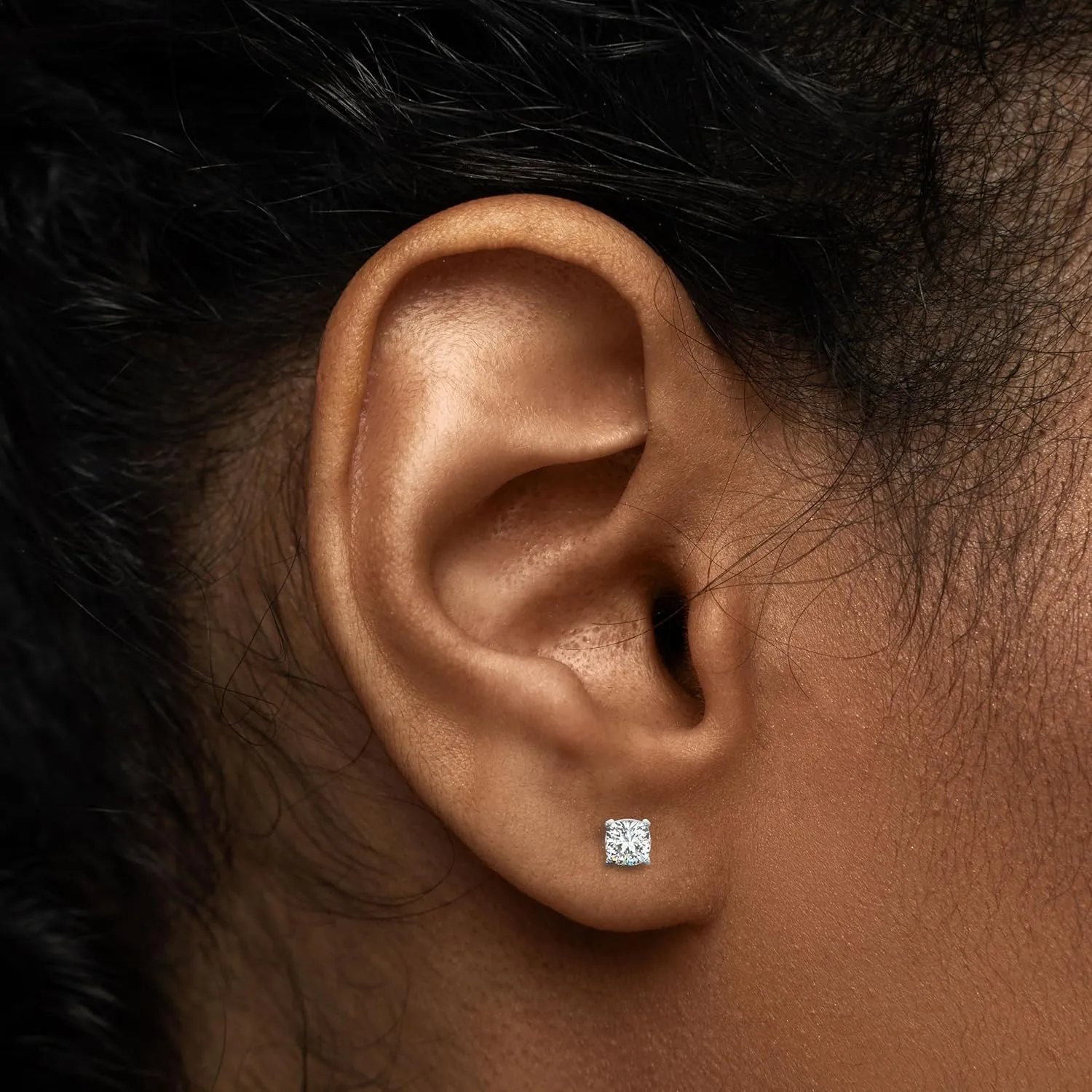14K Solid Gold Moissanite Cushion Cut Stud Earrings for Women | 1.0 CTW or 2 CTWTotal | Hypoallergenic Lab Grown Gemstone | Push Back or Screw Back | Made in USA | By Adora Fine Jewelry