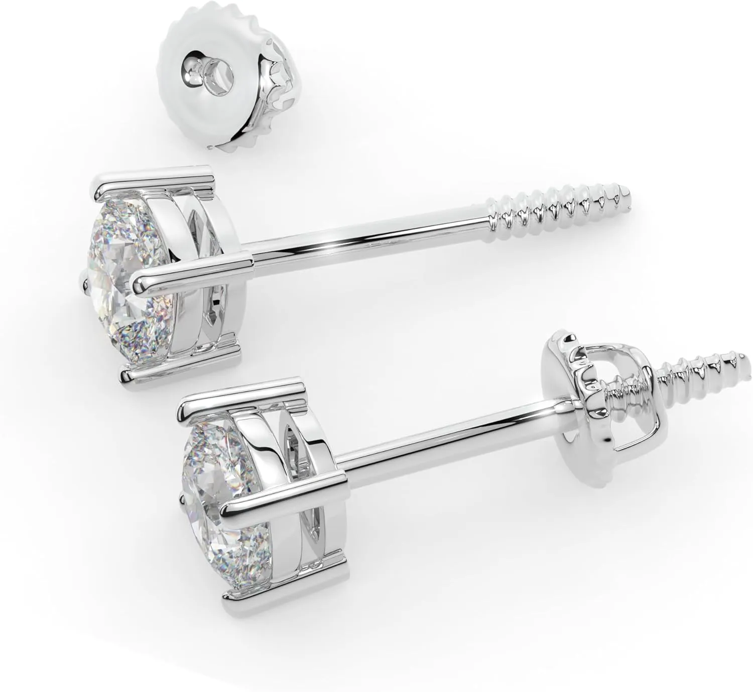 14K Solid Gold Moissanite Cushion Cut Stud Earrings for Women | 1.0 CTW or 2 CTWTotal | Hypoallergenic Lab Grown Gemstone | Push Back or Screw Back | Made in USA | By Adora Fine Jewelry