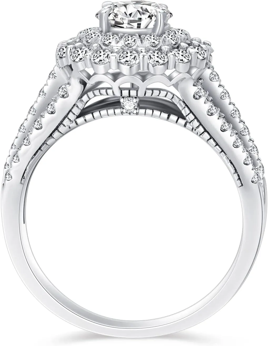 1.5 Carat (ctw) D-VVS1 Moissanite Engagement Rings for Women Platinum Plated Silver Rings Moissanite Rings