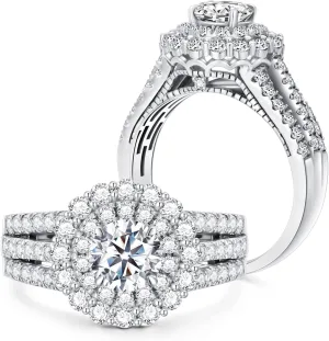 1.5 Carat (ctw) D-VVS1 Moissanite Engagement Rings for Women Platinum Plated Silver Rings Moissanite Rings