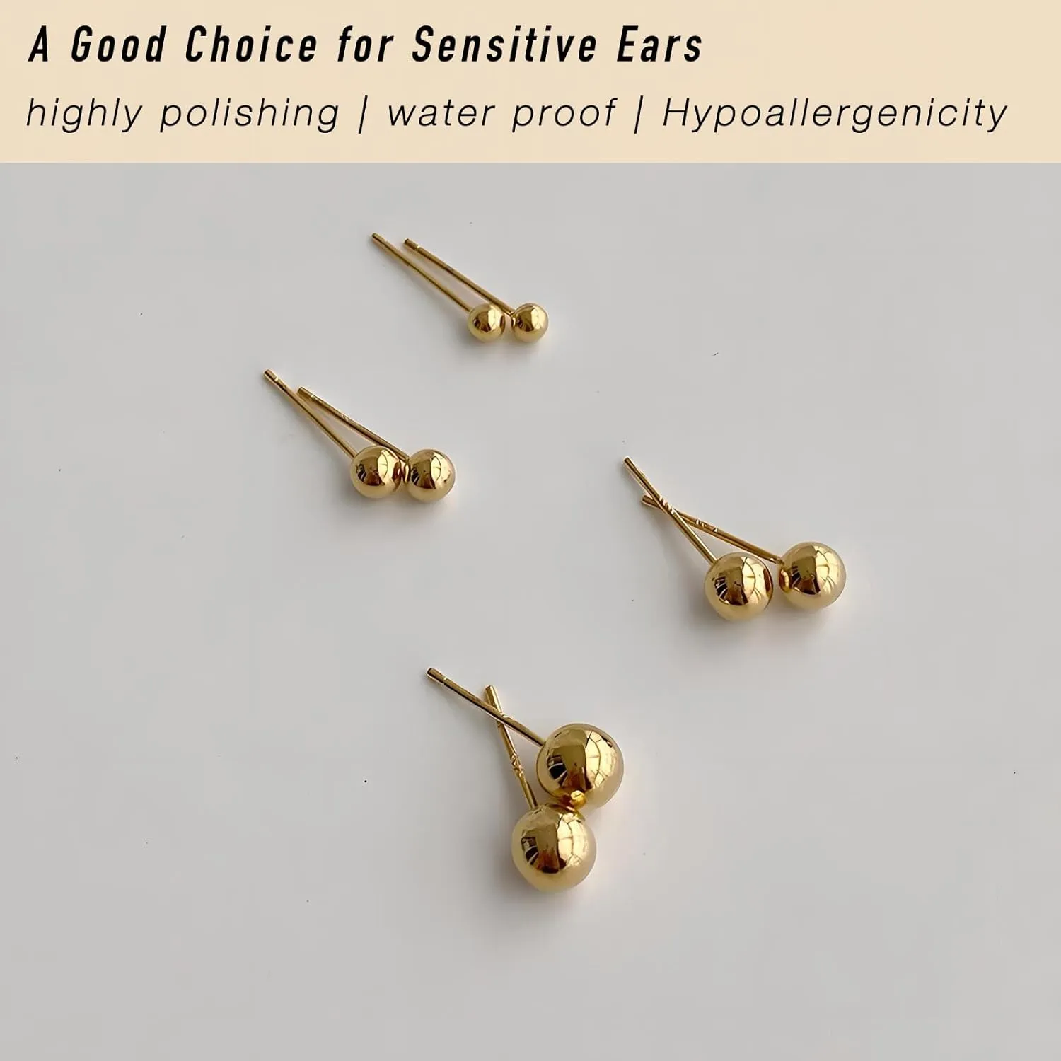 15 Pairs Surgical Steel Ball Stud Earrings Set for Women & Men, 2-6mm, Silver & Gold, Hypoallergenic, 316L Stianless Steel