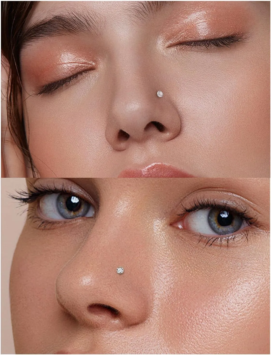 16G 18G 20G Threadless Flat Back Nose Ring Studs Earrings 316L Stainless Surgical Steel Tragus Helix Cartilage Earrings Medusa Labret Lip Rings Piercing Jewelry For Women Men CZ 1.5mm-3mm