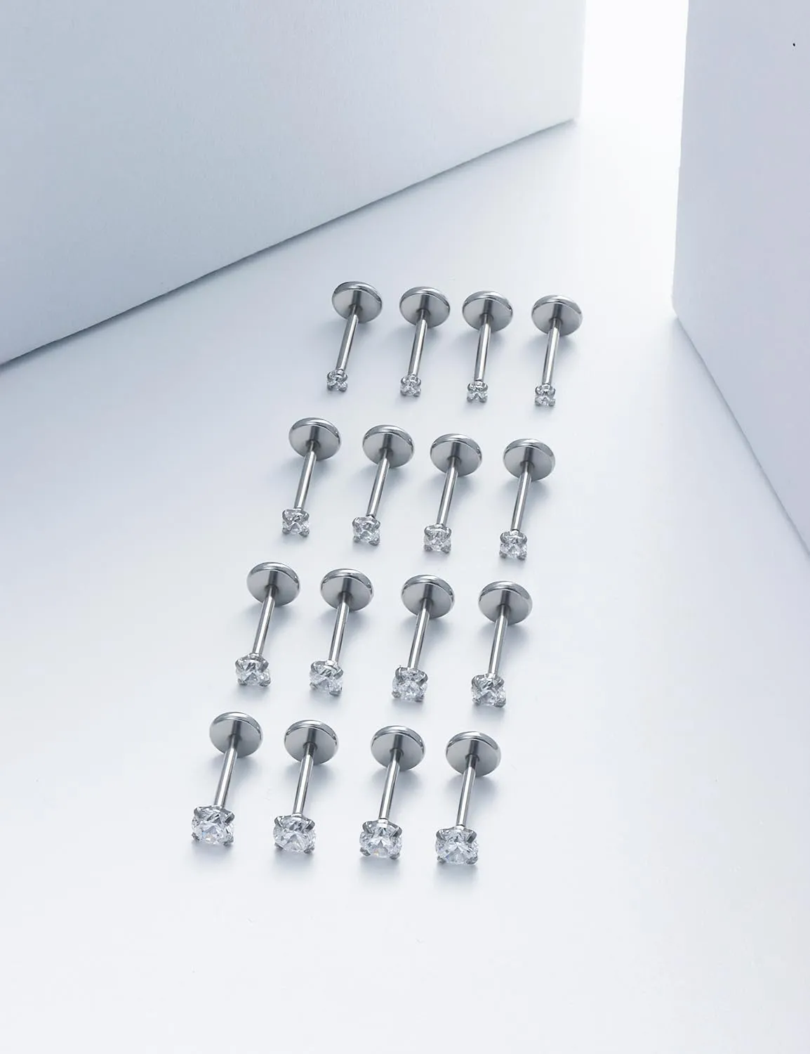 16G 18G 20G Threadless Flat Back Nose Ring Studs Earrings 316L Stainless Surgical Steel Tragus Helix Cartilage Earrings Medusa Labret Lip Rings Piercing Jewelry For Women Men CZ 1.5mm-3mm
