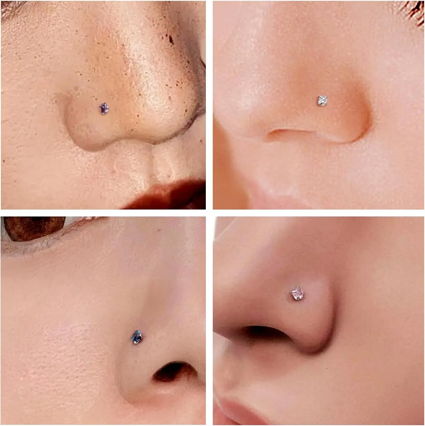 18G 20G 22G Round Cubic Zirconia Nose Rings Studs for Women Men 316L Stainless Surgical Steel Nose Ring Stud Piercing Jewelry Silver Clear CZ 1.5mm 2mm