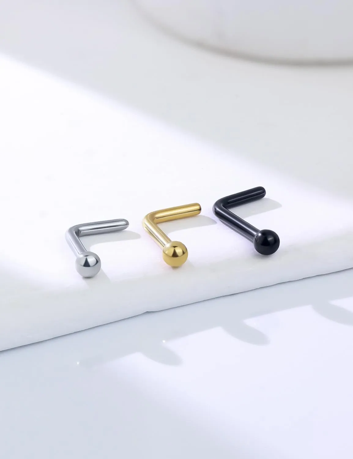 18G 20G Nose Rings Studs Piercing Jewelry for Women 316L Surgical Stainless Steel L Shaped Screw Straight Opal CZ Nose Rings Studs Hypoallergenic Nostril Piercing Jewelry for Women Men 30Pcs