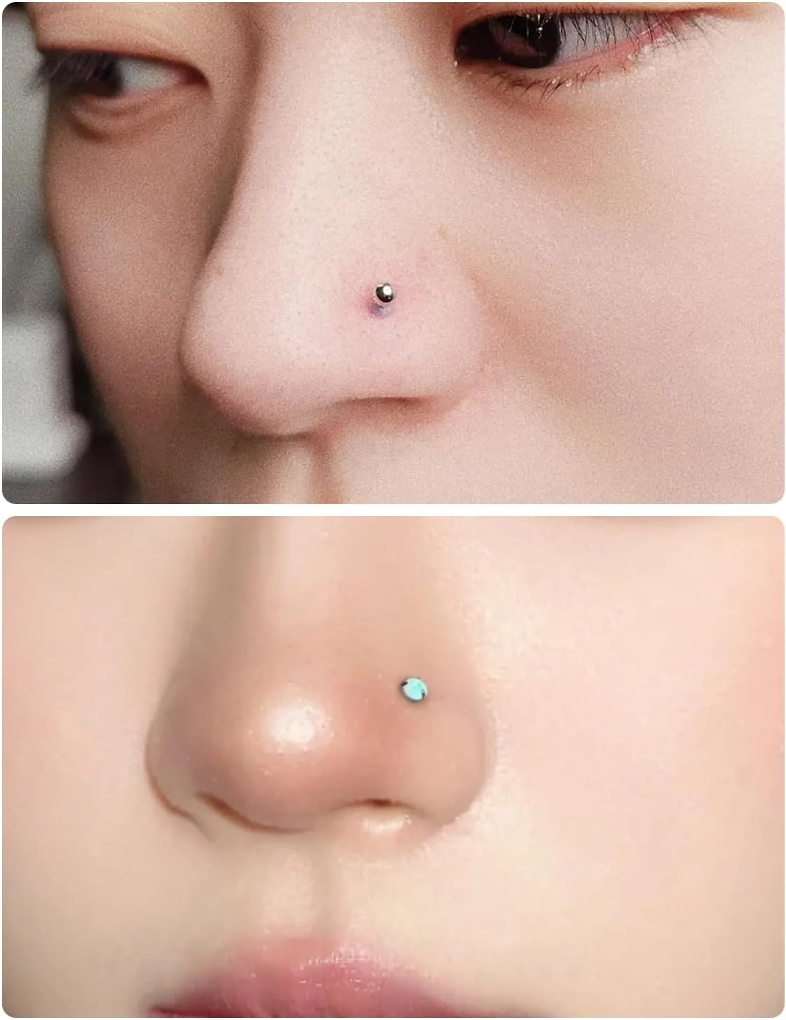 18G 20G Nose Rings Studs Piercing Jewelry for Women 316L Surgical Stainless Steel L Shaped Screw Straight Opal CZ Nose Rings Studs Hypoallergenic Nostril Piercing Jewelry for Women Men 30Pcs