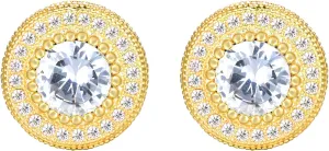 18K Gold Plated 925 Sterling Silver Iced Out Cubic Zirconia Screw Back Round Stud Earring For Men Hypoallergenic Earring Micropave Hip Hop Jewelry CHARLINLIOL
