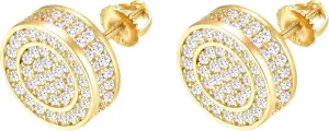 18K Gold Plated 925 Sterling Silver Iced Out Cubic Zirconia Screw Back Round Stud Earring For Men Hypoallergenic Earring Micropave Hip Hop Jewelry CHARLINLIOL