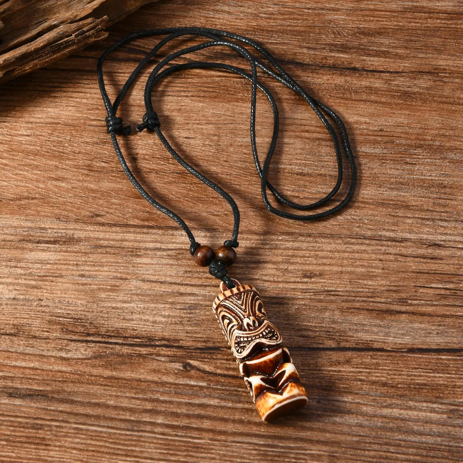 2 PCS Hawaiian Protection Amulet Lucky Pendant Necklace Set Tiki Fish Hook Turtles Tortoise Shark Wolf Tooth Caved Satue Pendant Necklace Handmade Polynesian Ethnic Tribal Vintage Surfer Beach Necklaces for Men Women