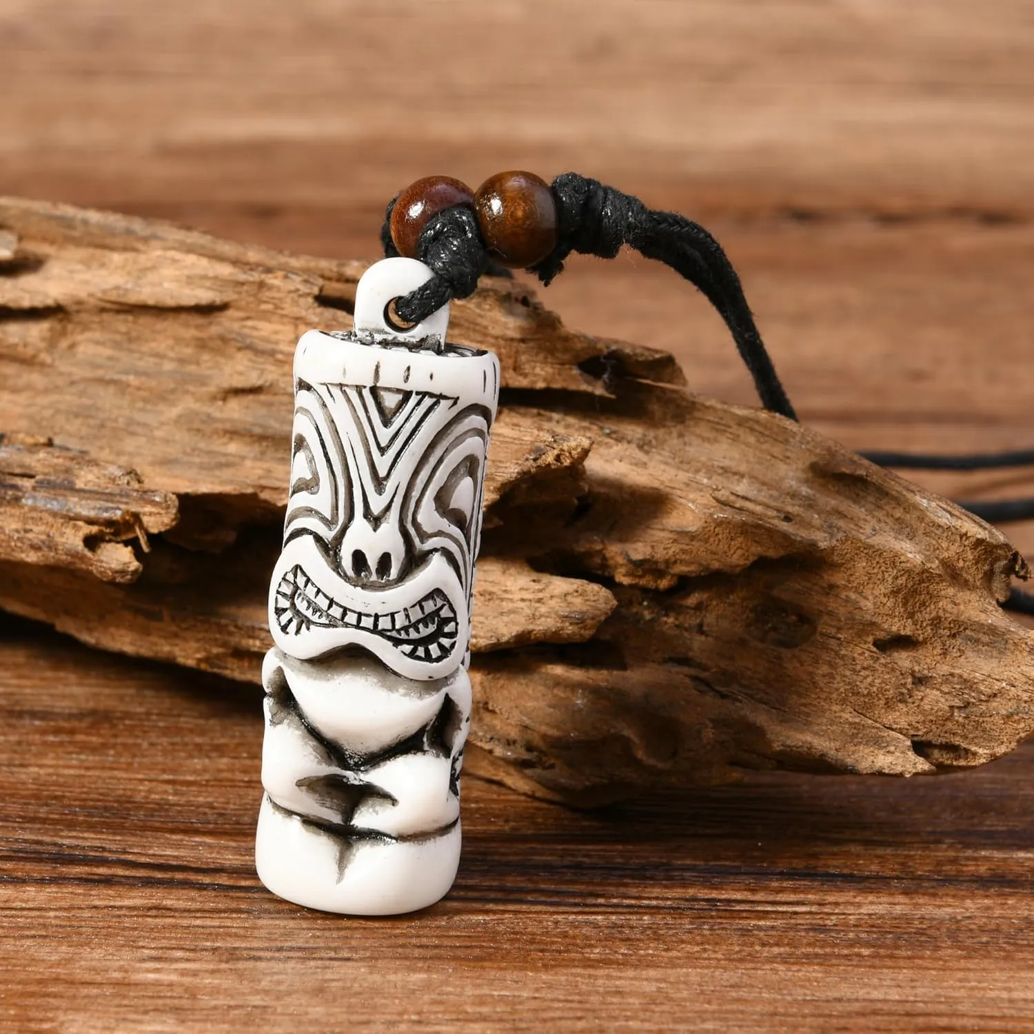 2 PCS Hawaiian Protection Amulet Lucky Pendant Necklace Set Tiki Fish Hook Turtles Tortoise Shark Wolf Tooth Caved Satue Pendant Necklace Handmade Polynesian Ethnic Tribal Vintage Surfer Beach Necklaces for Men Women