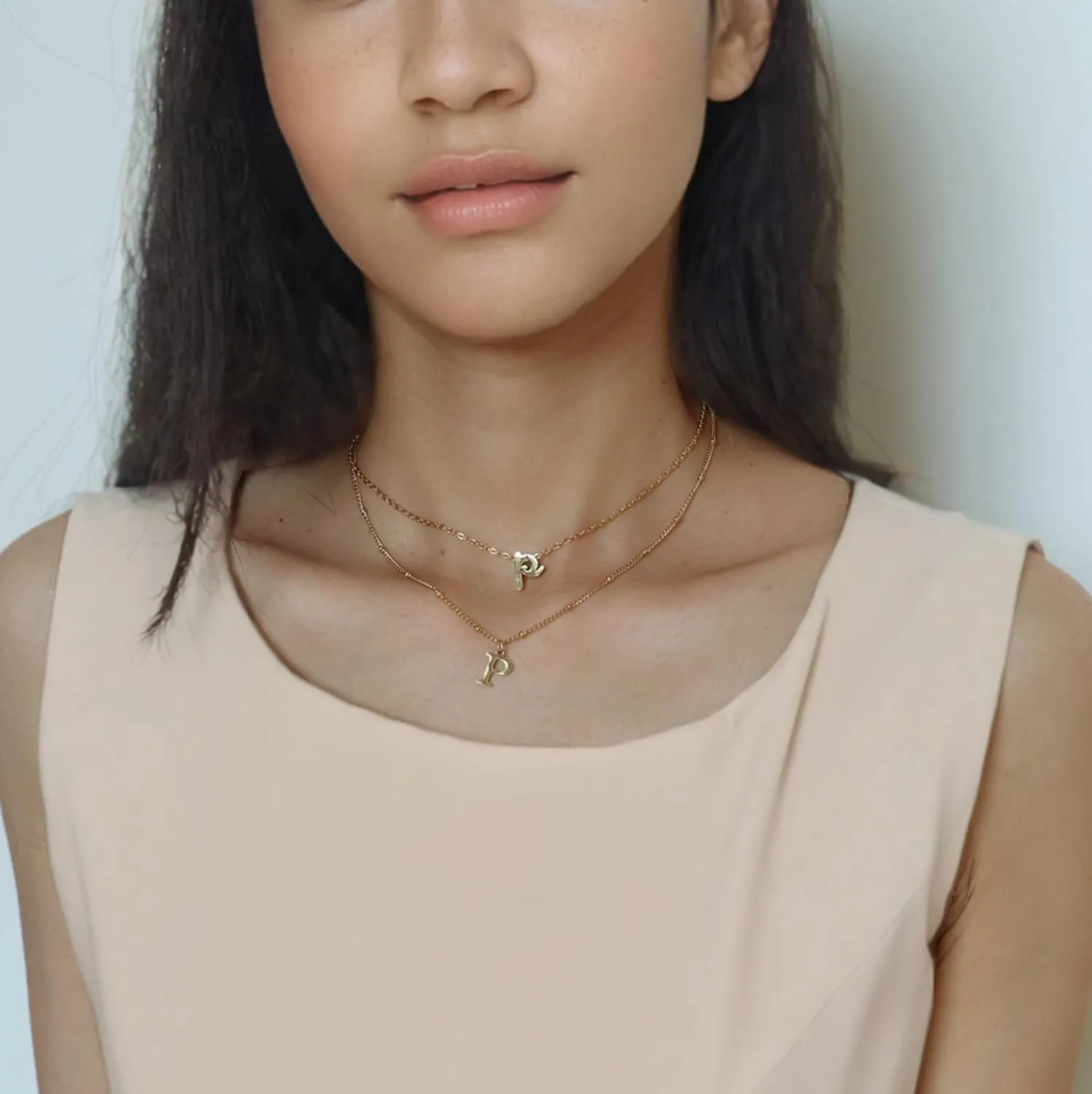 2 Pcs Layered Initial Necklaces for Women, 14K Gold Plated Letter A-Z Pendant Necklace Trendy Personalized Layered Gold Tiny Initial Dainty Necklaces for Women teenagers Jewelry