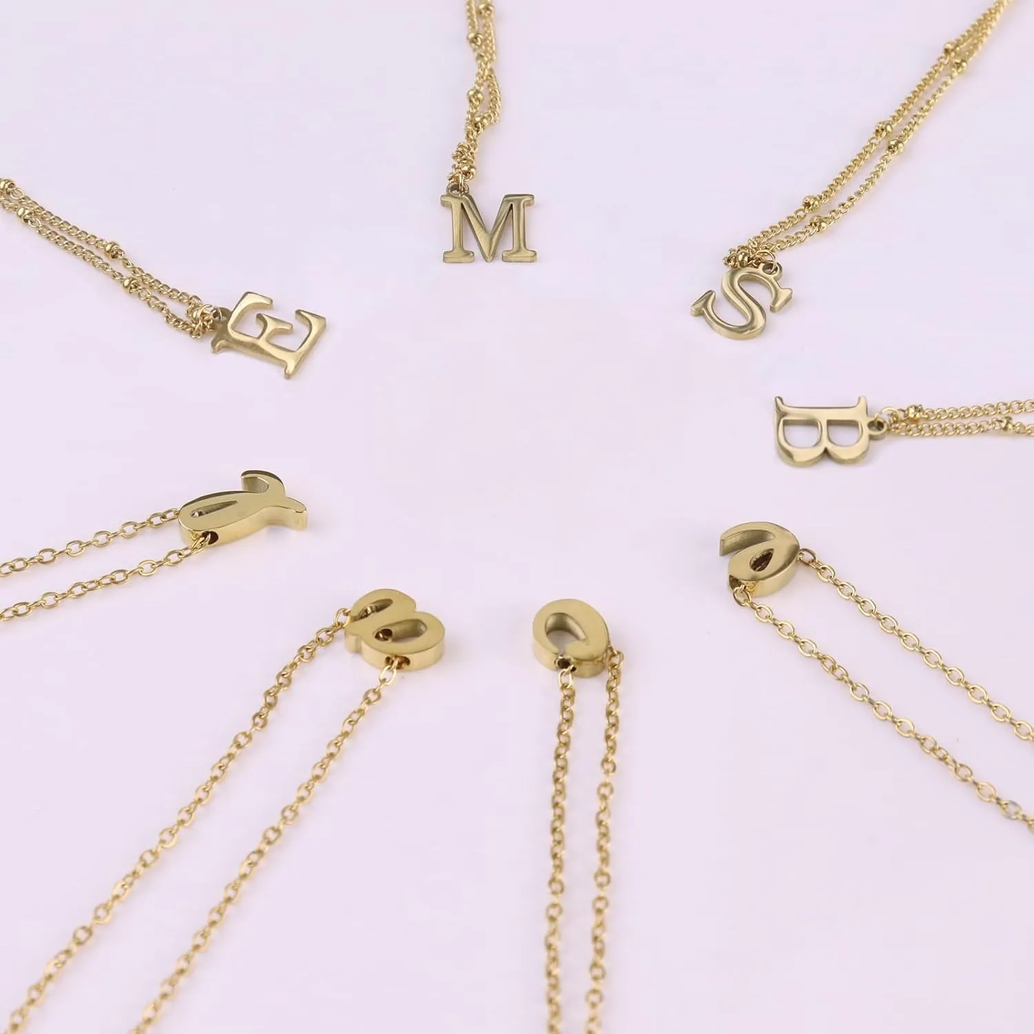 2 Pcs Layered Initial Necklaces for Women, 14K Gold Plated Letter A-Z Pendant Necklace Trendy Personalized Layered Gold Tiny Initial Dainty Necklaces for Women teenagers Jewelry