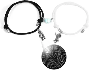 2-piece set: Luminous heart-shaped projection bracelet - I Love You in 100 languages, exclusively for couples, Valentine's Day gift Heart black white