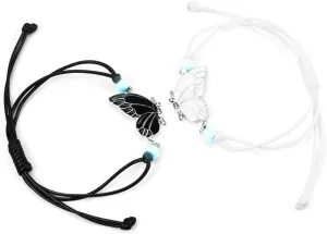 2-piece set: Luminous heart-shaped projection bracelet - I Love You in 100 languages, exclusively for couples, Valentine's Day gift Heart black white