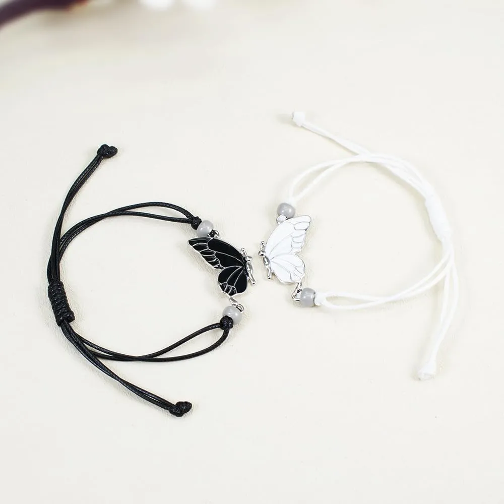 2-piece set: Luminous heart-shaped projection bracelet - I Love You in 100 languages, exclusively for couples, Valentine's Day gift Heart black white