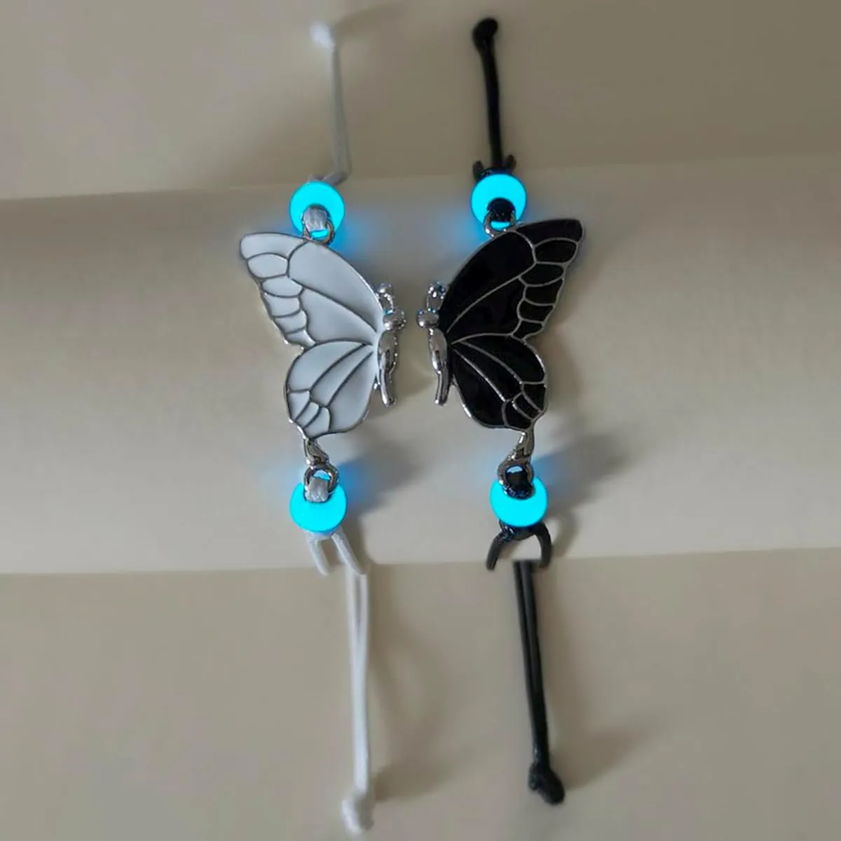 2-piece set: Luminous heart-shaped projection bracelet - I Love You in 100 languages, exclusively for couples, Valentine's Day gift Heart black white
