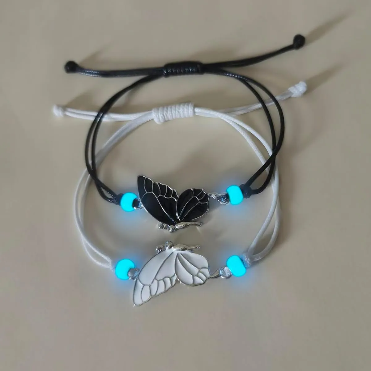 2-piece set: Luminous heart-shaped projection bracelet - I Love You in 100 languages, exclusively for couples, Valentine's Day gift Heart black white