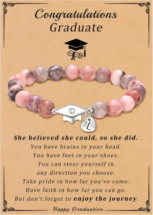 2024 Graduation Gifts Class of 2024 Gifts A-Z Initial Graduation Bracelets for Her College High School 8th 6th 5th Grade Graduation Gifts Graduation Cap Decorations Inspirational Jewelry