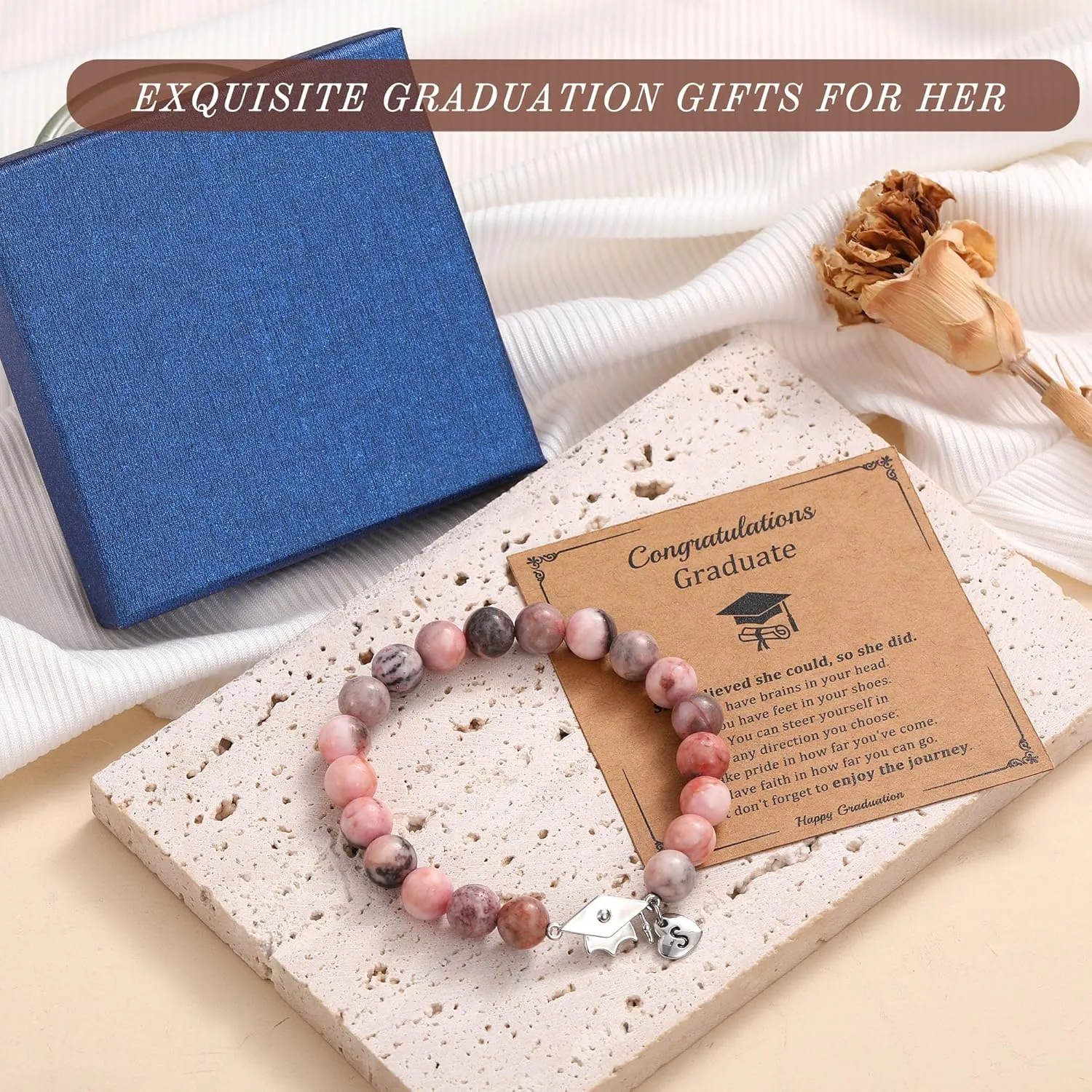 2024 Graduation Gifts Class of 2024 Gifts A-Z Initial Graduation Bracelets for Her College High School 8th 6th 5th Grade Graduation Gifts Graduation Cap Decorations Inspirational Jewelry