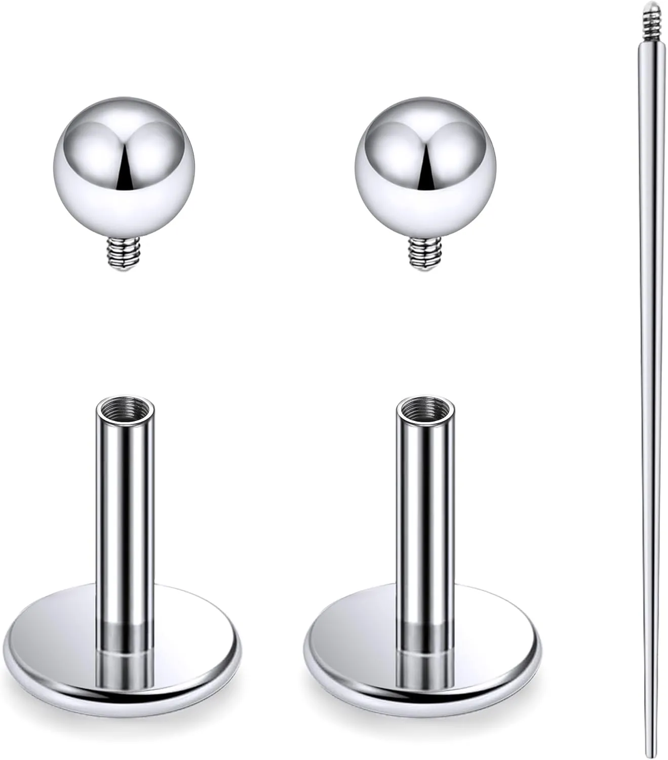 20G 18G 16G Internally Threaded Astm F136 Titanium Nose Ring Studs Flat Back Studs Earrings G23 Titanium Tragus Helix Conch Cartilage Lobe Earrings Piercing Jewelry For Women Men 6MM 8MM