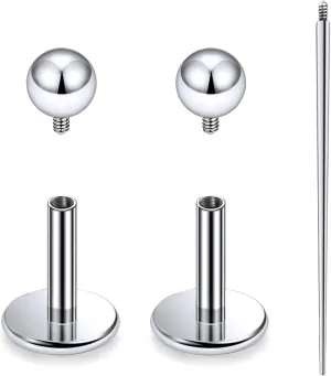 20G 18G 16G Internally Threaded Astm F136 Titanium Nose Ring Studs Flat Back Studs Earrings G23 Titanium Tragus Helix Conch Cartilage Lobe Earrings Piercing Jewelry For Women Men 6MM 8MM