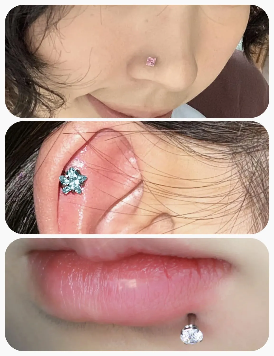 20G 18G 16G Threadless Nose Rings Studs Flat Back Earrings Surgical Stainless Steel Opal Nose Rings Stud Tragus Helix Conch Cartilage Earrings Piercing Jewelry For Women Men Hypoallergenic