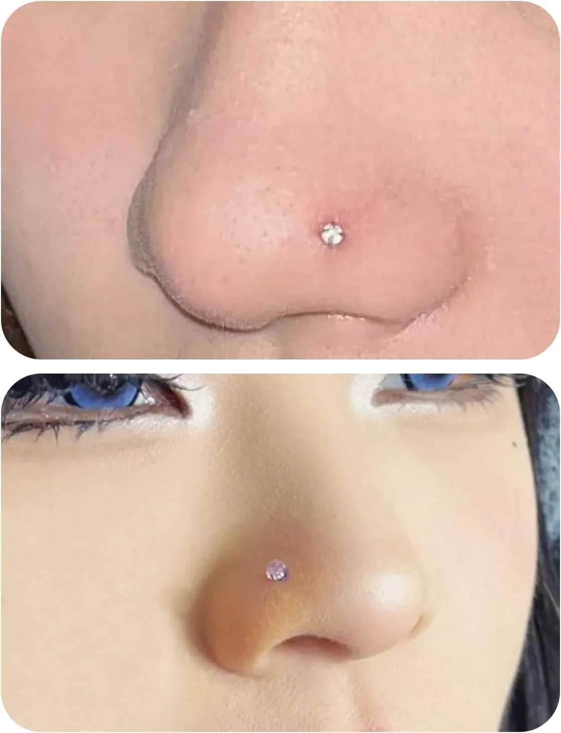 20G 18G 16G Threadless Nose Rings Studs Flat Back Earrings Surgical Stainless Steel Opal Nose Rings Stud Tragus Helix Conch Cartilage Earrings Piercing Jewelry For Women Men Hypoallergenic
