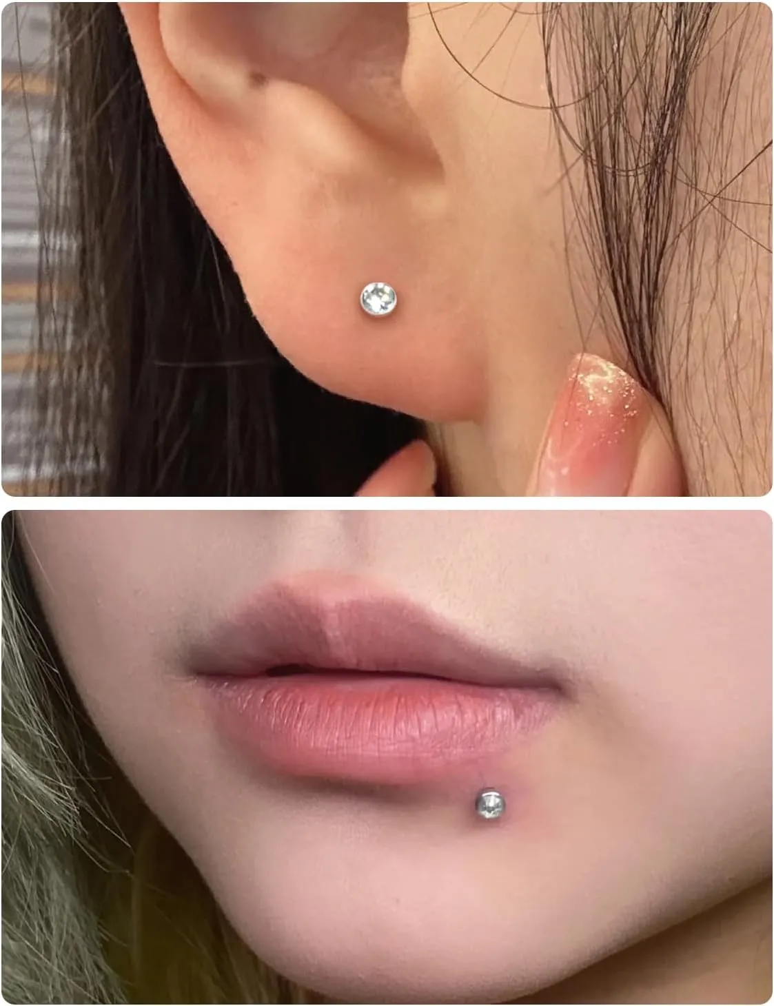 20G 18G 16G Threadless Push In Astm F136 Titanium Nose Ring Studs Flat Back Studs Earrings G23 Titanium Tragus Helix Conch Cartilage Earrings Piercing Jewelry For Women Men CZ 2mm 3mm 4mm