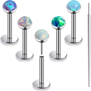 20G 18G 16G Titanium Threadless Flat Back Earrings Nose Ring Studs Tragus Labret Medusa Piercing Jewelry G23 Monroe Lip Ring Snake Bite Forward Helix Conch Cartilage Earrings Piercing Jewelry