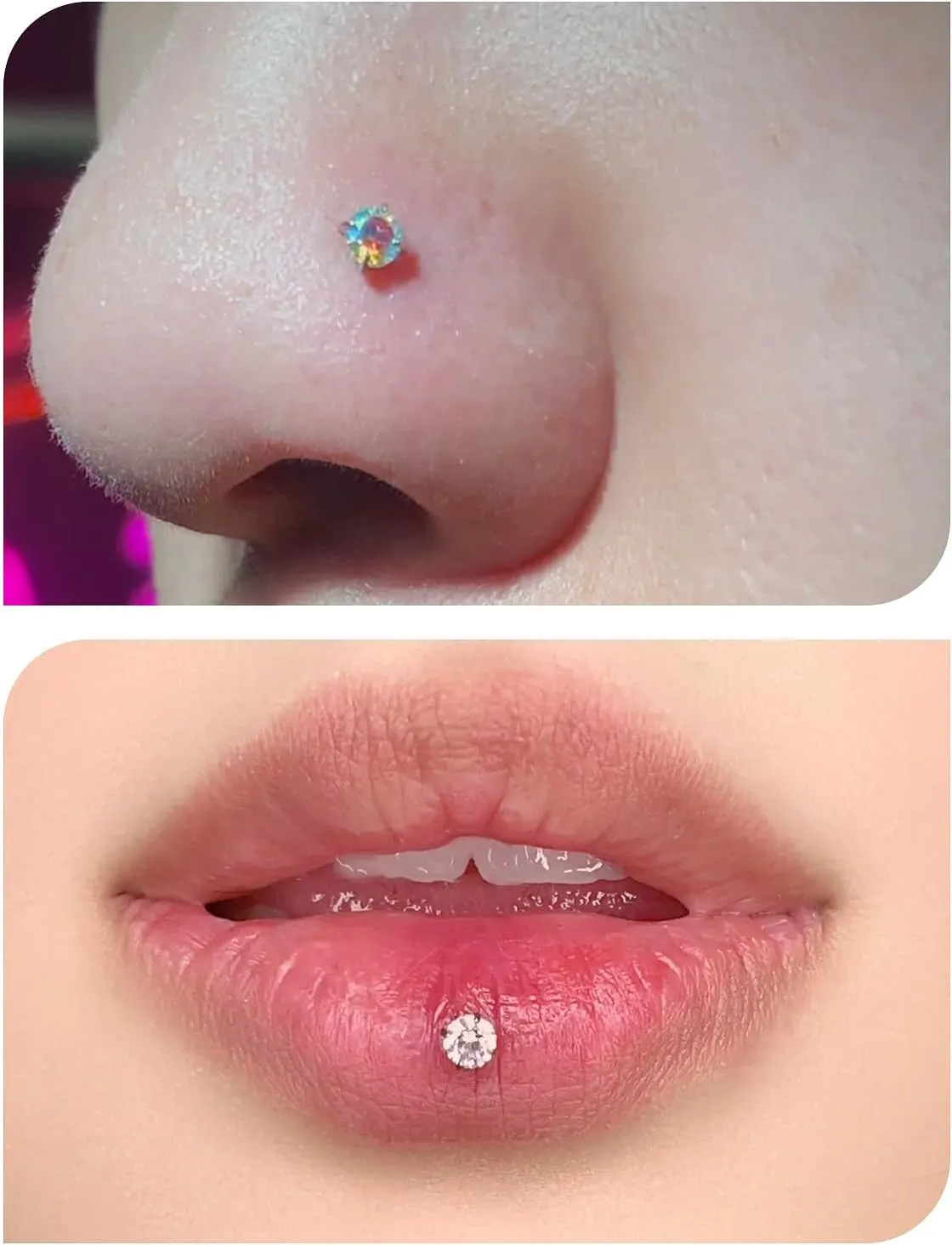 20G 18G 16G Titanium Threadless Flat Back Earrings Nose Ring Studs Tragus Labret Medusa Piercing Jewelry G23 Monroe Lip Ring Snake Bite Forward Helix Conch Cartilage Earrings Piercing Jewelry