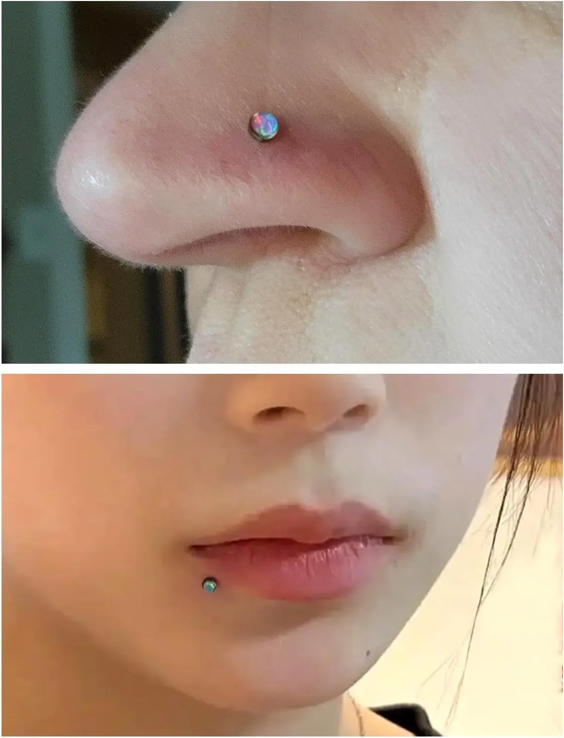 20G 18G 16G Titanium Threadless Flat Back Earrings Nose Ring Studs Tragus Labret Medusa Piercing Jewelry G23 Monroe Lip Ring Snake Bite Forward Helix Conch Cartilage Earrings Piercing Jewelry