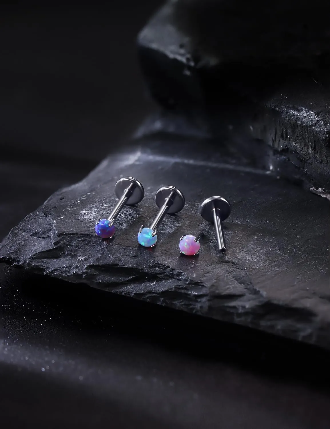 20G 18G 16G Titanium Threadless Flat Back Earrings Nose Ring Studs Tragus Labret Medusa Piercing Jewelry G23 Monroe Lip Ring Snake Bite Forward Helix Conch Cartilage Earrings Piercing Jewelry