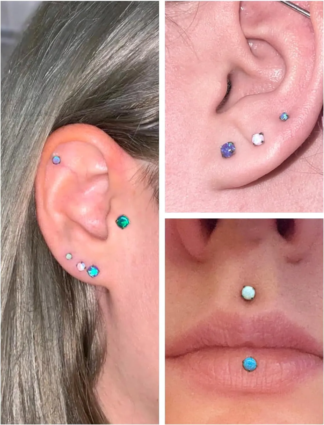 20G 18G 16G Titanium Threadless Flat Back Earrings Nose Ring Studs Tragus Labret Medusa Piercing Jewelry G23 Monroe Lip Ring Snake Bite Forward Helix Conch Cartilage Earrings Piercing Jewelry