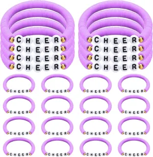 24 Pcs Cheerleader Gifts Stackable Clay Bead Cheer Bracelets Y2k Heishi Surfer Friendship Bracelets for Girls
